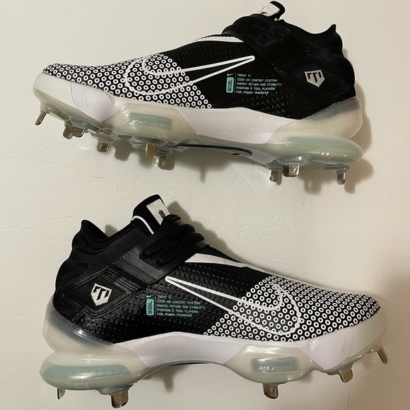 Nike Force Zoom Trout 7 White/Black Metal Baseball Cleats Size 9 - Picture 4 of 8